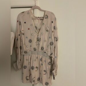 Free People Cream Embellished Romper MEDIUM